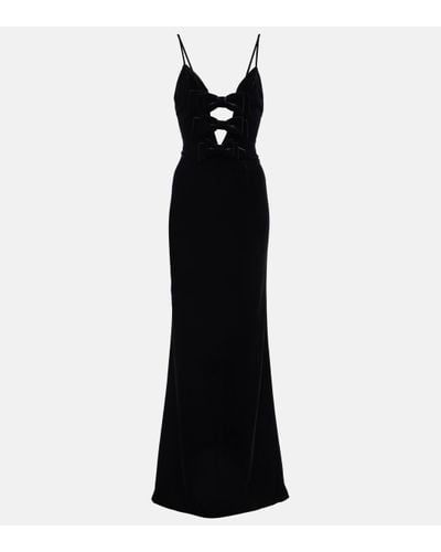 Alessandra Rich Bow-detail Velvet Gown - Black