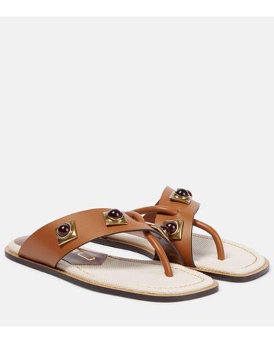 Etro Crown Me Embellished Leather Sandals - Brown