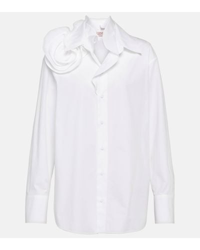 Valentino Floral-applique Cotton Poplin Shirt - White