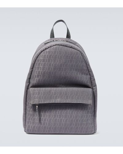 Christian Louboutin Zip N Flap Logo Jacquard Backpack - Grey