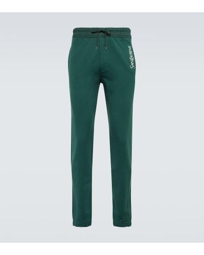 Saint Laurent Pantalones deportivos rectos de algodon - Verde