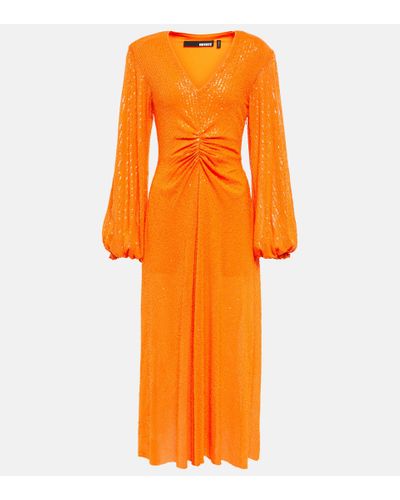 ROTATE BIRGER CHRISTENSEN Sequined Midi Dress - Orange