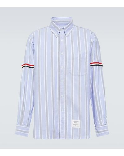 Thom Browne Camisa de algodon a rayas - Azul