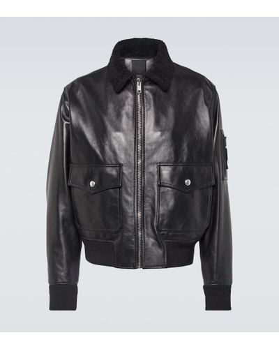 Givenchy Giacca in pelle con shearling - Nero