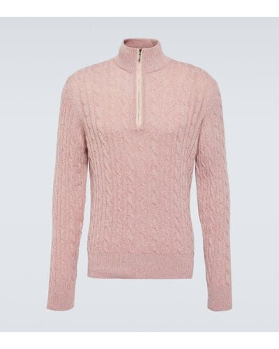 Loro Piana Cable-knit Cashmere Half-zip Jumper - Pink