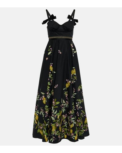 Giambattista Valli Bow-detail Printed Poplin Gown - Black