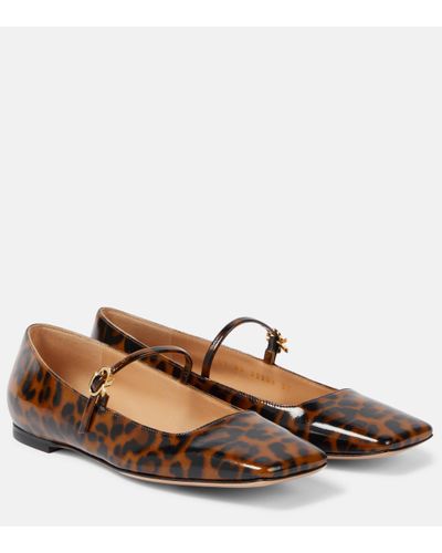 Gianvito Rossi Christina Patent Leather Mary Jane Flats - Brown