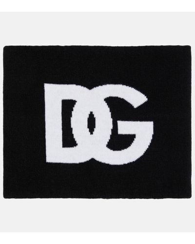 Dolce & Gabbana Logo Intarsia Wool-blend Snood - Black