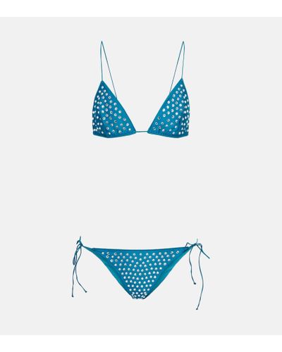 Oséree Set de bikini Gem con adornos - Azul