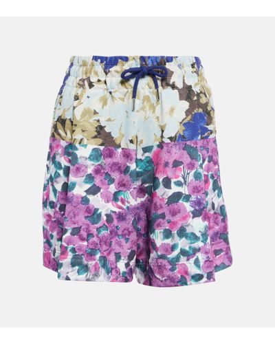 Dries Van Noten Floral Cotton Shorts - Pink
