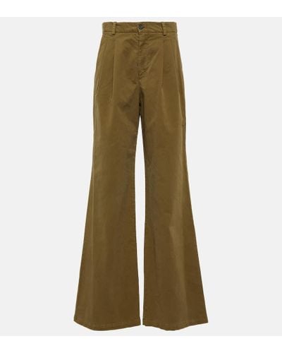Nili Lotan Flavie Cotton-blend Wide-leg Pants - Green