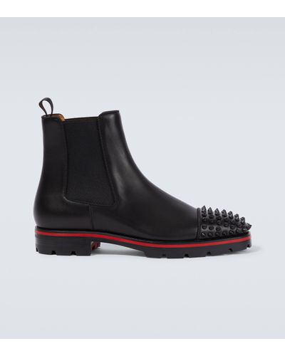Christian Louboutin Melon Spikes Leather Chelsea Boots - Black