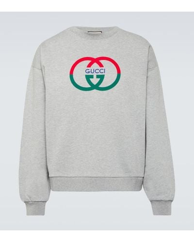 Gucci Sweatshirt Interlocking G aus Baumwoll-Jersey - Grau