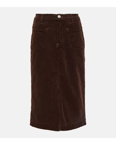 FRAME High-rise Corduroy Midi Skirt - Brown