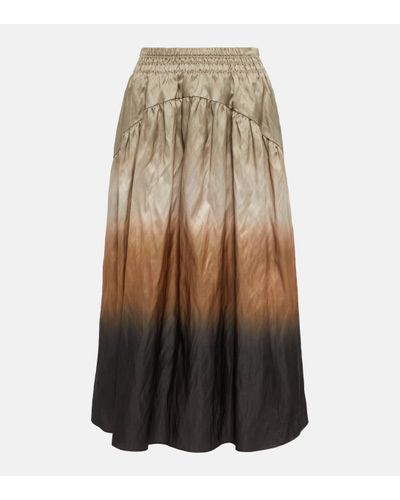 Vince Printed High-rise Satin Skirt - Multicolour