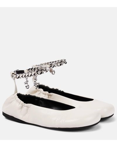 JW Anderson Embellished Leather Ballet Flats - White