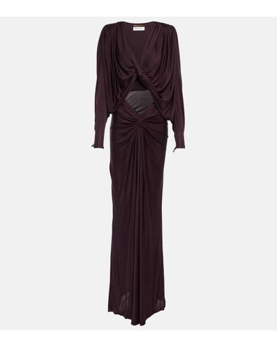 Saint Laurent Draped Jersey Gown - Purple