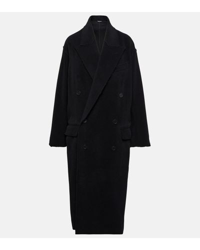 Balenciaga Double-breasted Cashmere And Wool Coat - Black