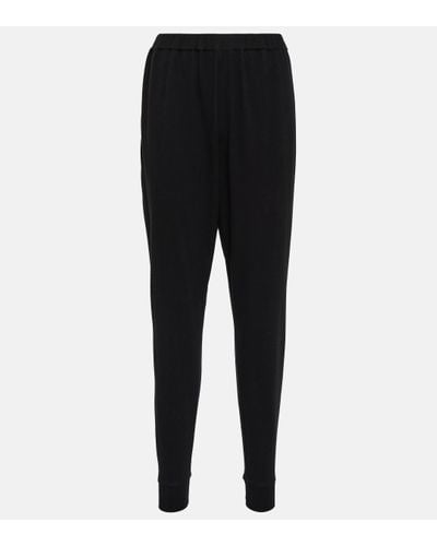 The Row Terea Cotton Jersey Tapered Trousers - Black