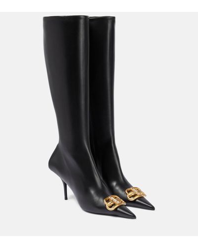 Balenciaga Bottes Knife BB en cuir - Noir