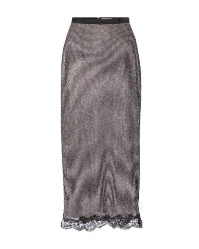 Christopher Kane Crystal Mesh Midi Skirt - Gray