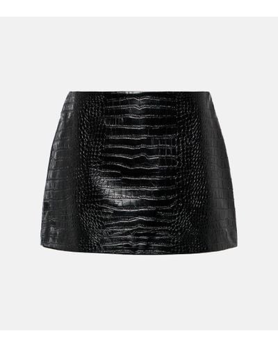Frankie Shop Mary Croc-effect Faux Leather Miniskirt - Black