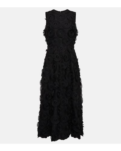 Elie Saab Floral Embroidered Midi Dress - Black