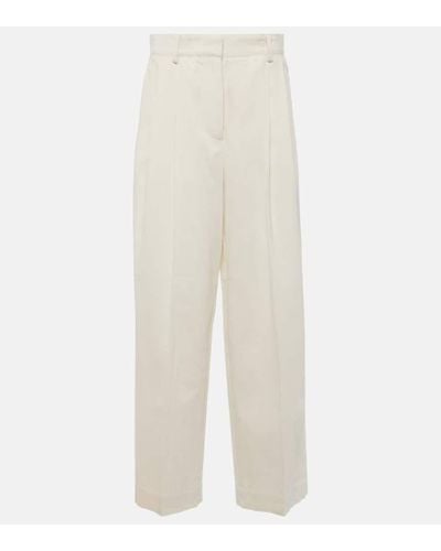 Totême High-rise Silk And Cotton Wide-leg Pants - White