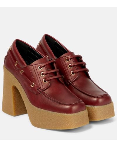 Stella McCartney Skyla Faux Leather Loafer Court Shoes - Red