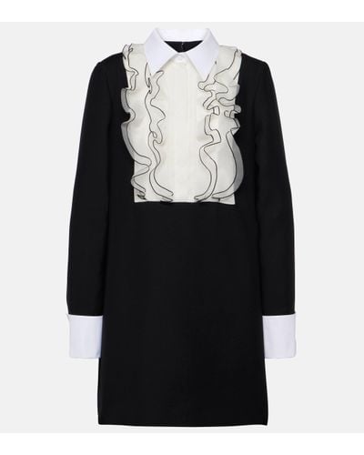 Valentino Crepe Couture Ruffled Minidress - Black