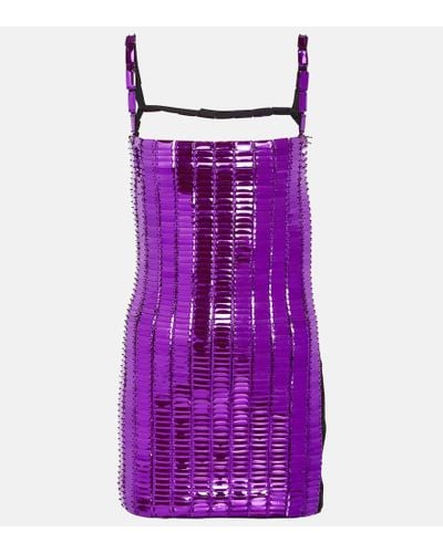 The Attico Vestido corto Rue con lentejuelas - Morado