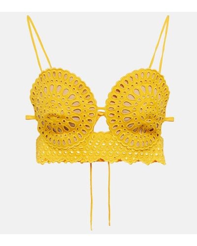 Stella McCartney Broderie Anglaise Crop Top - Yellow