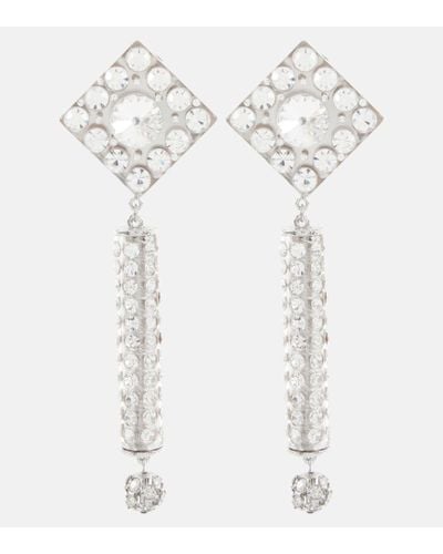 Alessandra Rich Clip-Ohrringe mit Kristallen - Weiß
