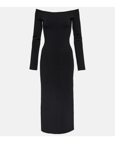 Galvan London Aphrodite Off-shoulder Midi Dress - Black
