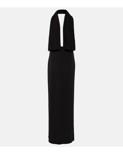 Magda Butrym Draped Halterneck Jersey Gown - Black