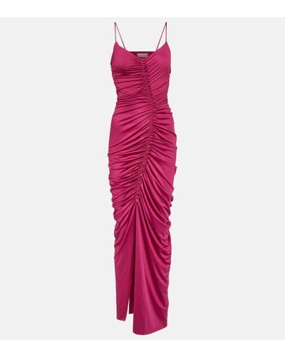 Victoria Beckham Ruched Jersey Maxi Dress - Pink