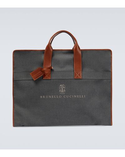 Brunello Cucinelli Leather-trimmed Canvas Garment Bag - Multicolour