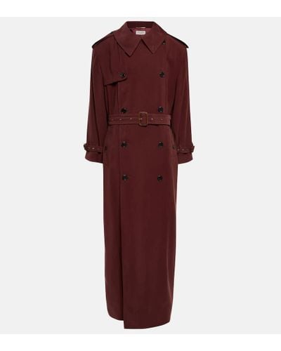 Saint Laurent Double-breasted Twill Trench Coat - Red