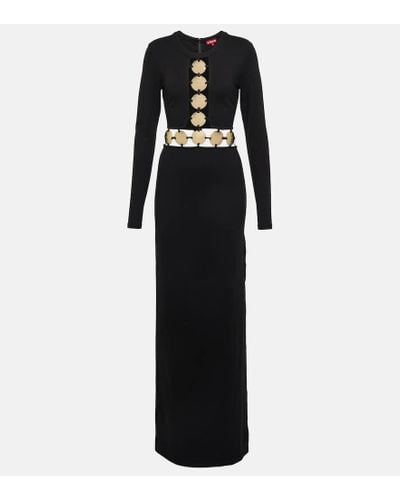 STAUD Delphine Embellished Ponte Maxi Dress - Black