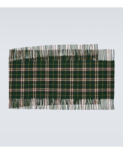 Burberry Check Fringed Cashmere Scarf - Green