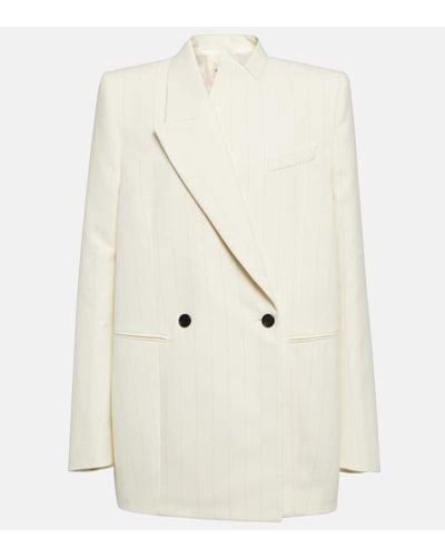 Khaite Malek Striped Cotton Tuxedo Jacket - White
