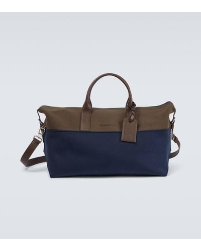 Giorgio Armani Leather-trimmed Duffel Bag - Blue