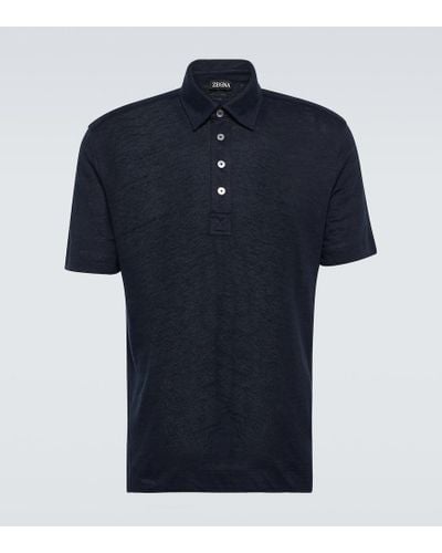 ZEGNA Linen Polo Shirt - Blue