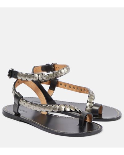 Isabel Marant Melte Studded Leather Sandals - Metallic