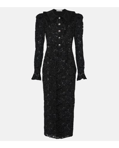 Alessandra Rich Vestido midi de encaje de algodon - Negro