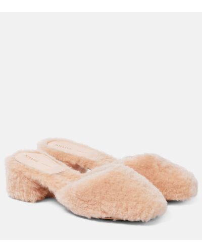 Khaite Clio Shearling Mules - Pink