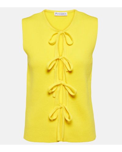 JW Anderson Bow-detail Cotton-blend Tank Top - Yellow