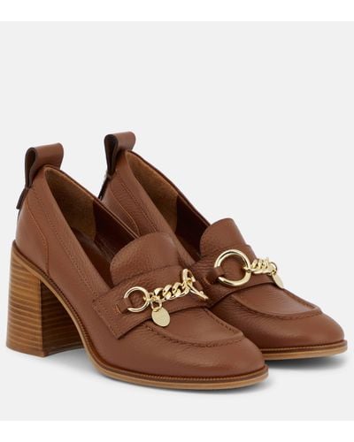 See By Chloé Aryel Leather Loafer Court Shoes - Brown
