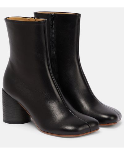MM6 by Maison Martin Margiela Anatomic 70 Leather Ankle Boots - Black
