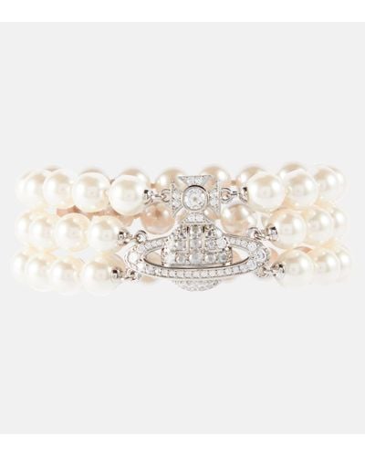 Vivienne Westwood Graziella Embellished Faux Pearl Bracelet - White
